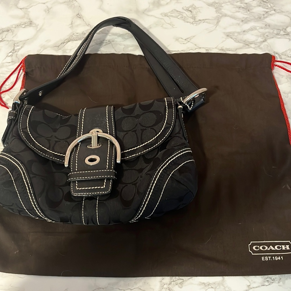Black coach shoulder purse